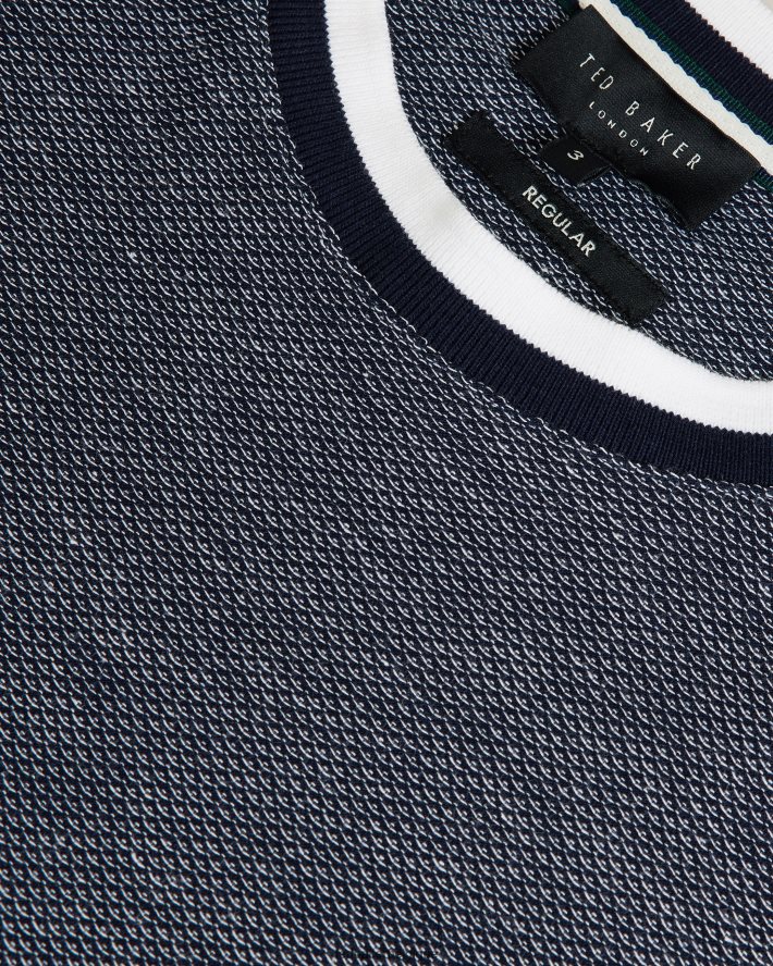 être Ted Baker Hommes Bowker - T-shirt texturé coupe classique marine FR8J421324 vêtements