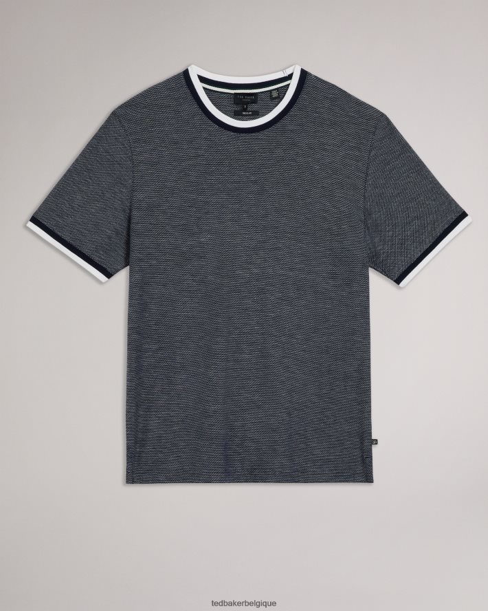 être Ted Baker Hommes Bowker - T-shirt texturé coupe classique marine FR8J421324 vêtements