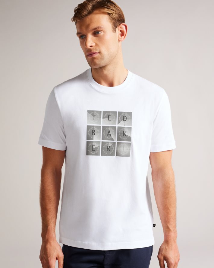 être Ted Baker Hommes farow - t-shirt griffé coupe classique à manches courtes blanc FR8J421523 vêtements