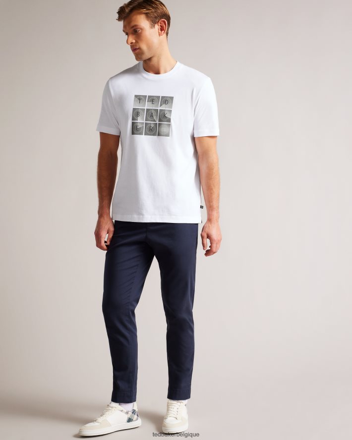 être Ted Baker Hommes farow - t-shirt griffé coupe classique à manches courtes blanc FR8J421523 vêtements