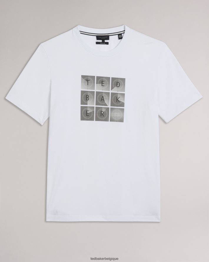 être Ted Baker Hommes farow - t-shirt griffé coupe classique à manches courtes blanc FR8J421523 vêtements