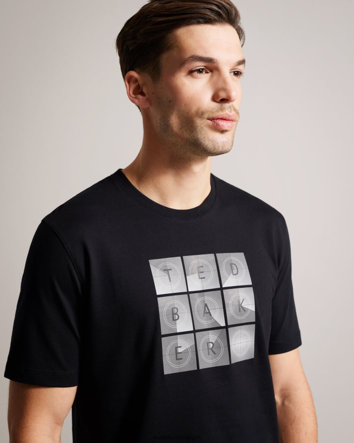 être Ted Baker Hommes farow - t-shirt griffé coupe classique à manches courtes noir FR8J421589 vêtements