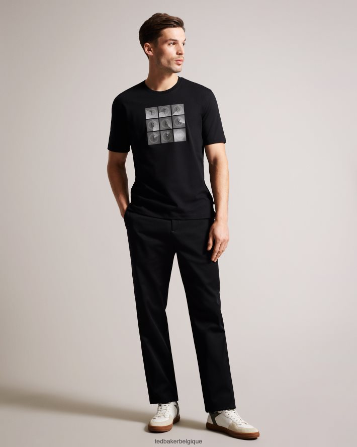 être Ted Baker Hommes farow - t-shirt griffé coupe classique à manches courtes noir FR8J421589 vêtements