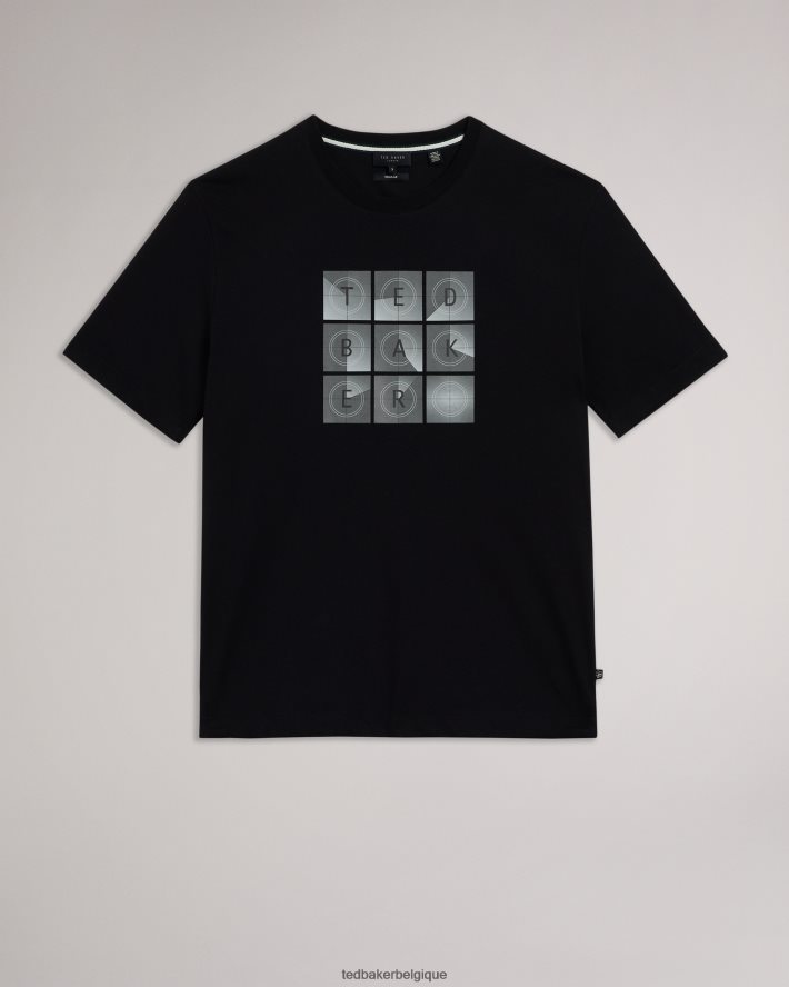 être Ted Baker Hommes farow - t-shirt griffé coupe classique à manches courtes noir FR8J421589 vêtements