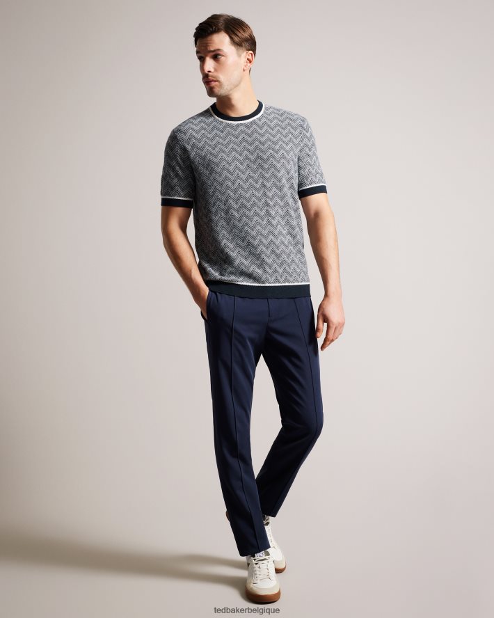 être Ted Baker Hommes nudla t-shirt en tricot zigzag marine FR8J421429 vêtements