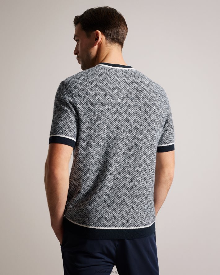 être Ted Baker Hommes nudla t-shirt en tricot zigzag marine FR8J421429 vêtements