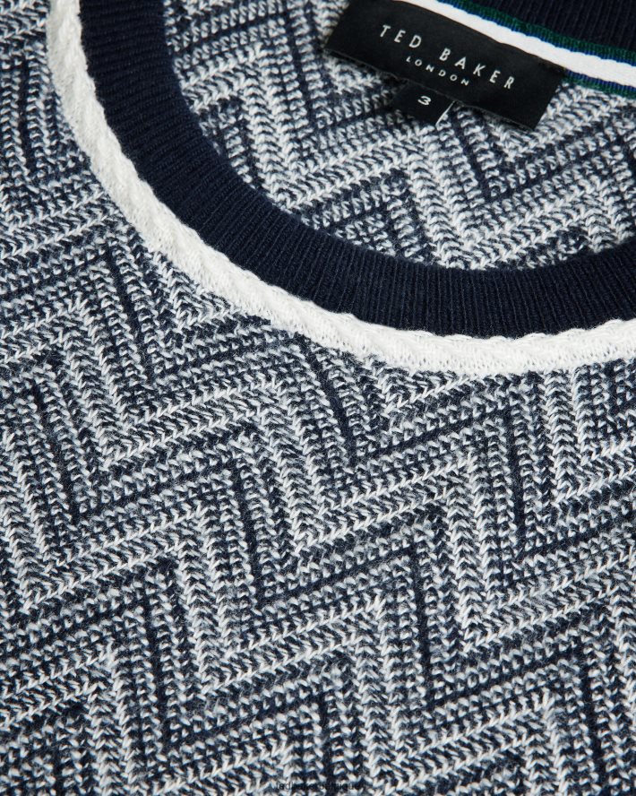 être Ted Baker Hommes nudla t-shirt en tricot zigzag marine FR8J421429 vêtements