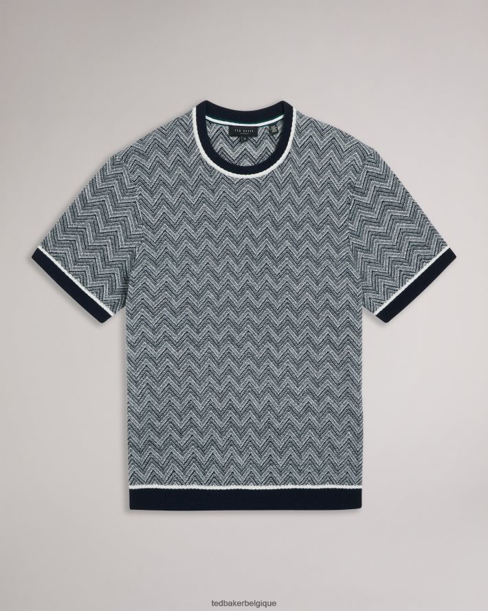 être Ted Baker Hommes nudla t-shirt en tricot zigzag marine FR8J421429 vêtements