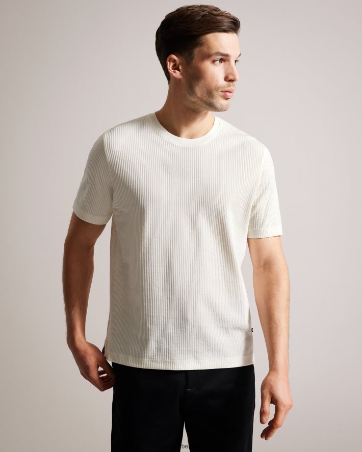 être Ted Baker Hommes rakes - t-shirt coupe classique texturé blanc FR8J421300 vêtements