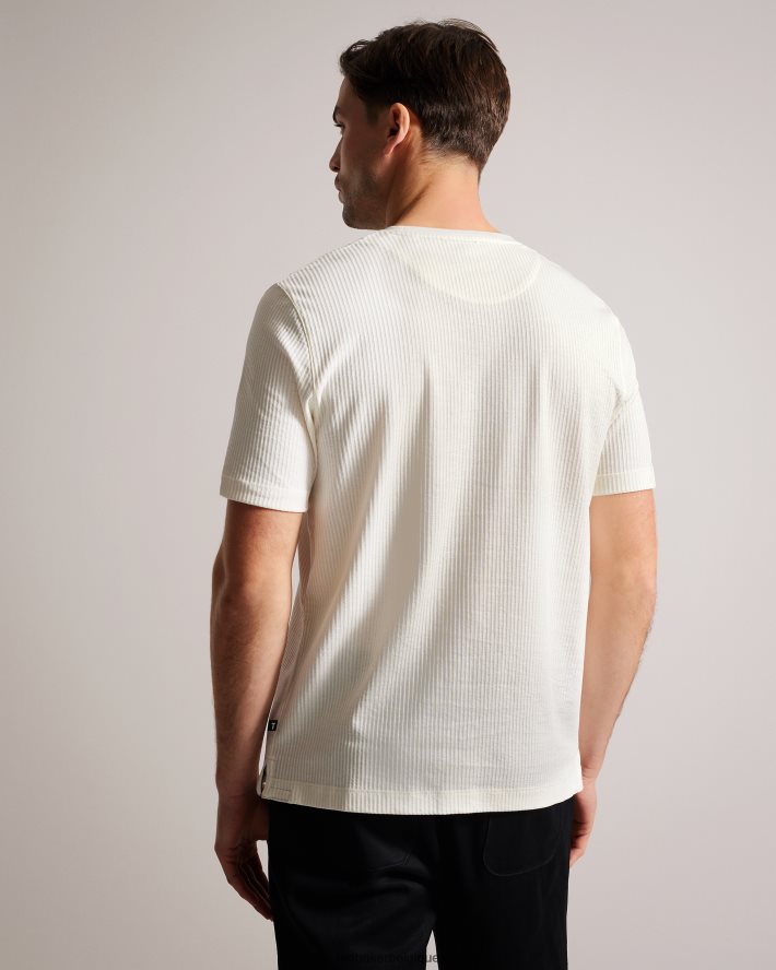 être Ted Baker Hommes rakes - t-shirt coupe classique texturé blanc FR8J421300 vêtements