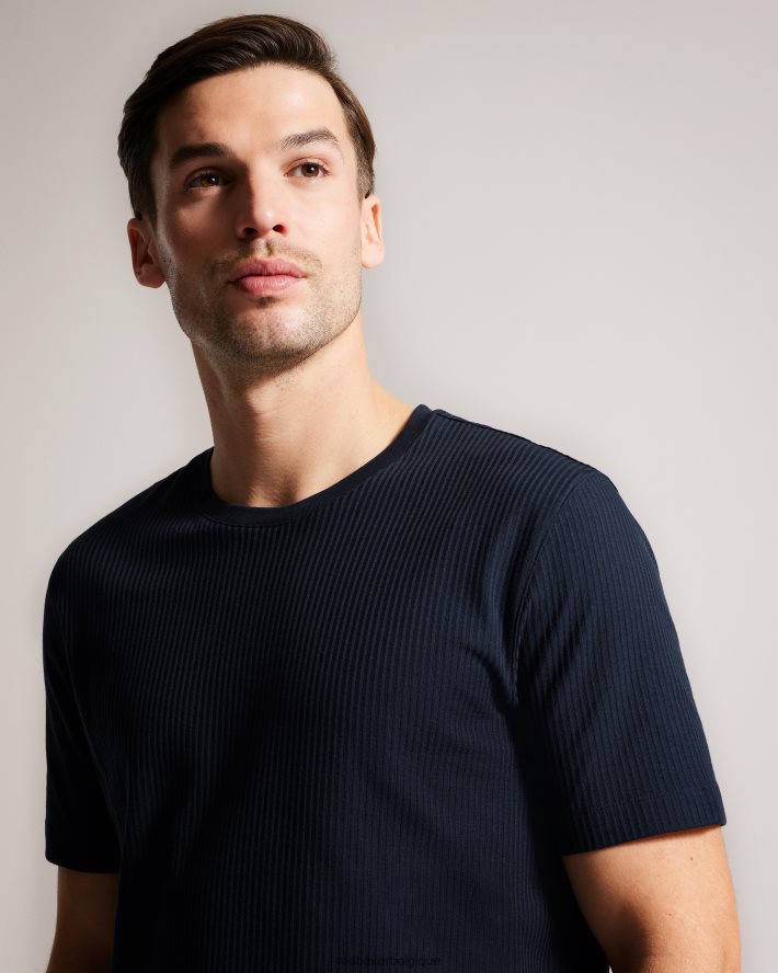 être Ted Baker Hommes rakes - t-shirt coupe classique texturé marine FR8J421479 vêtements