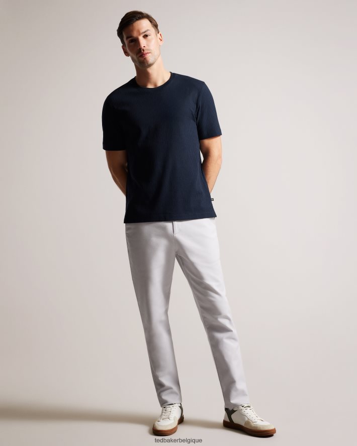 être Ted Baker Hommes rakes - t-shirt coupe classique texturé marine FR8J421479 vêtements