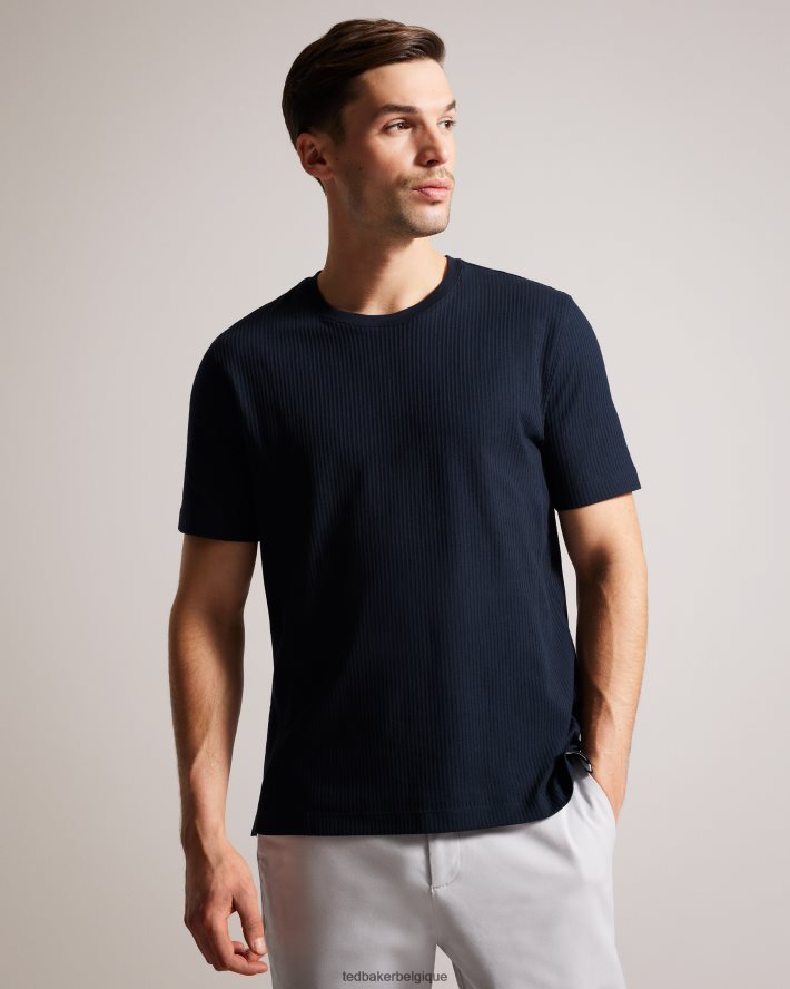être Ted Baker Hommes rakes - t-shirt coupe classique texturé marine FR8J421479 vêtements