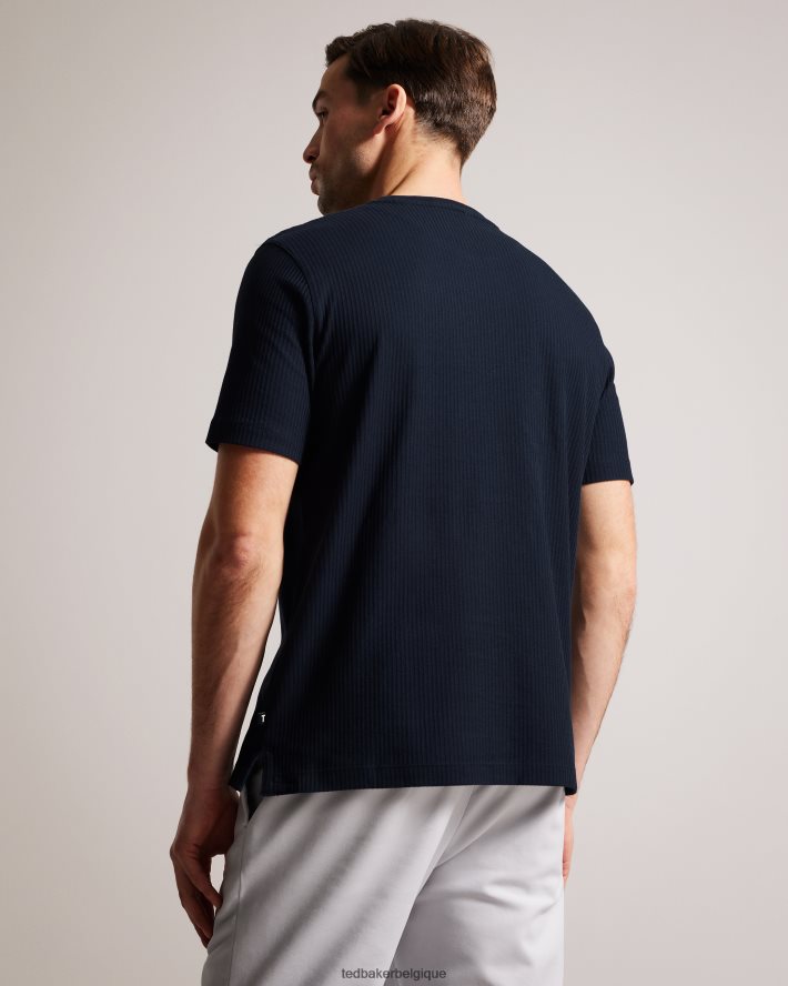 être Ted Baker Hommes rakes - t-shirt coupe classique texturé marine FR8J421479 vêtements