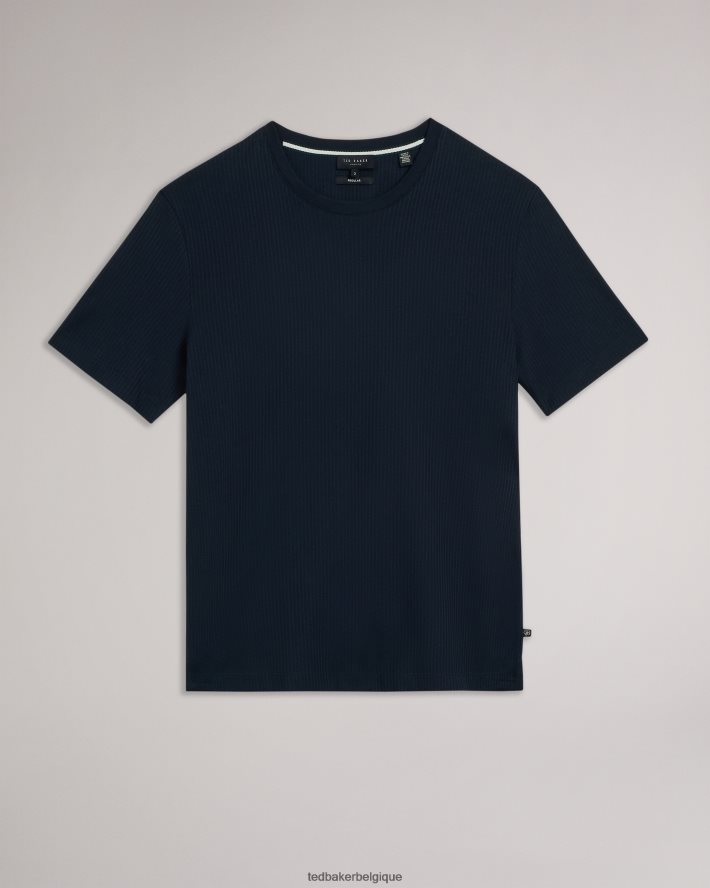 être Ted Baker Hommes rakes - t-shirt coupe classique texturé marine FR8J421479 vêtements