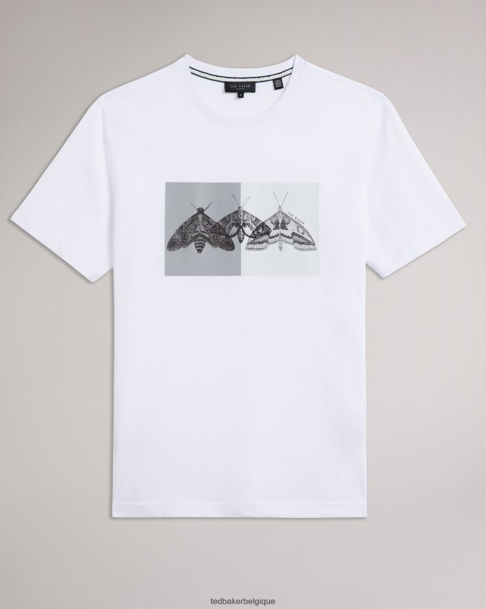 être Ted Baker Hommes rewild - t-shirt coupe classique à manches courtes et imprimé papillon blanc FR8J421264 vêtements