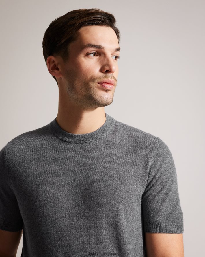 être Ted Baker Hommes t-shirt tricoté à manches courtes senti charbon FR8J421582 vêtements