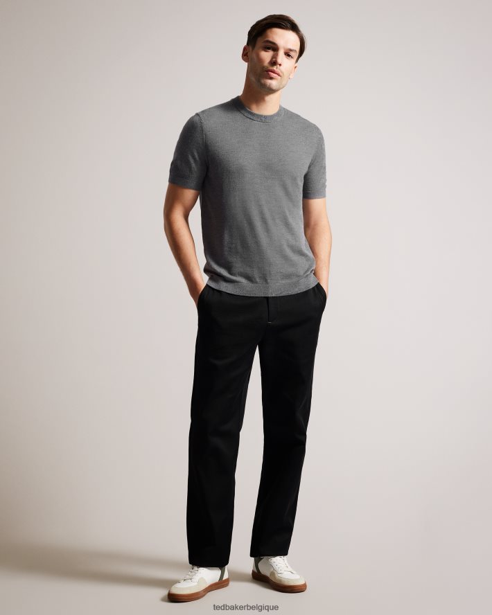 être Ted Baker Hommes t-shirt tricoté à manches courtes senti charbon FR8J421582 vêtements