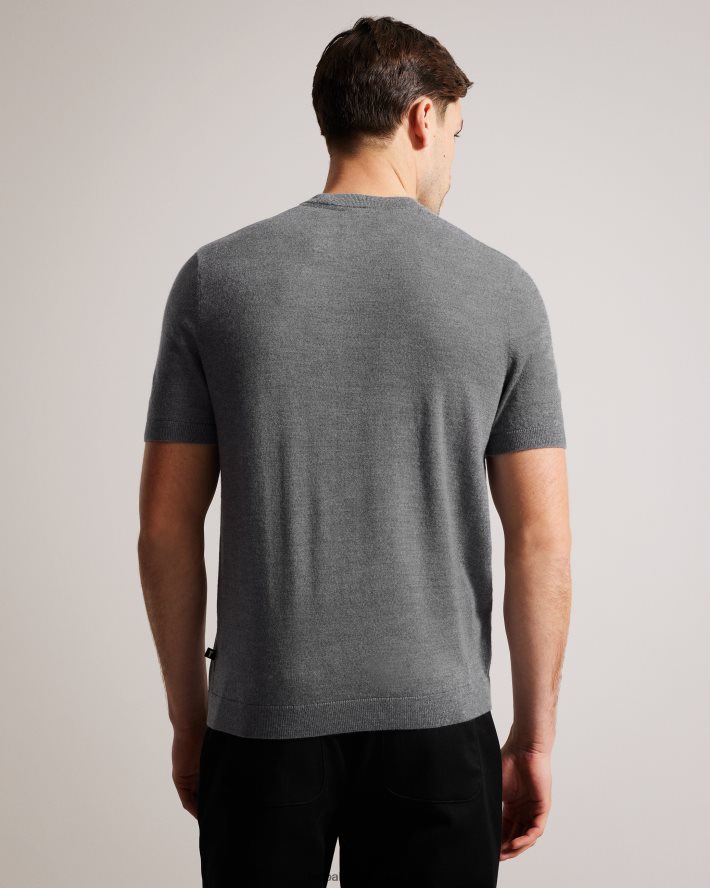 être Ted Baker Hommes t-shirt tricoté à manches courtes senti charbon FR8J421582 vêtements