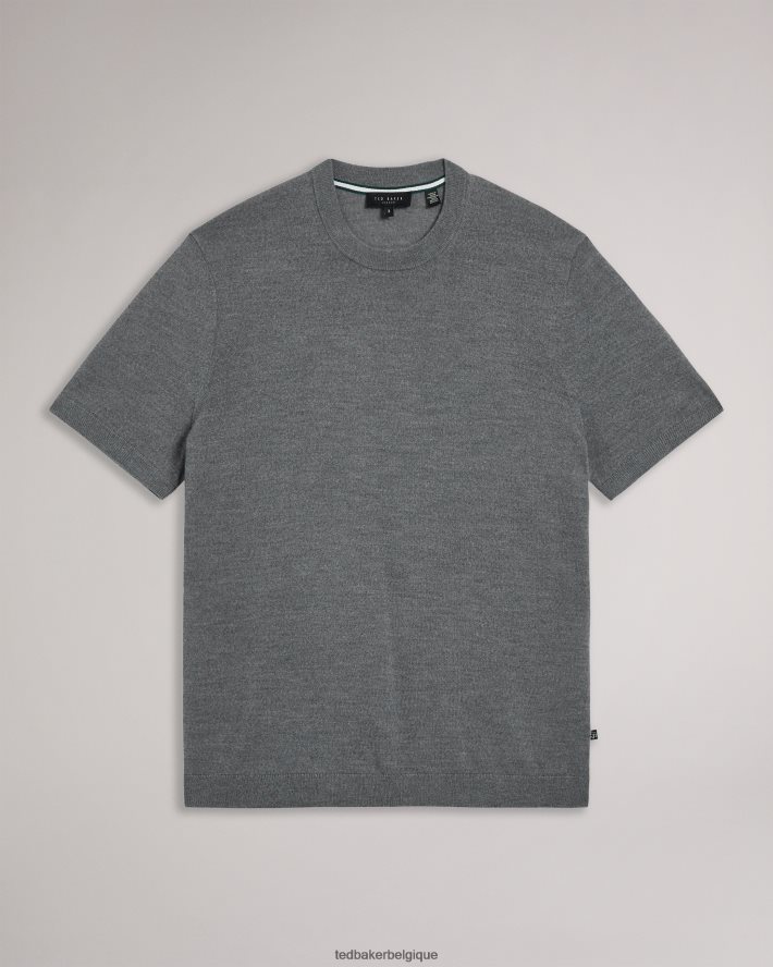 être Ted Baker Hommes t-shirt tricoté à manches courtes senti charbon FR8J421582 vêtements