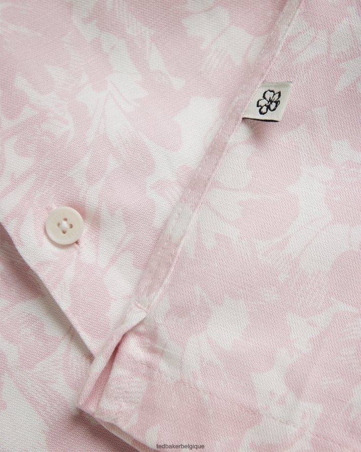 être Ted Baker Hommes chemise à imprimé floral en lin mélangé flaisby rose clair FR8J421462 vêtements
