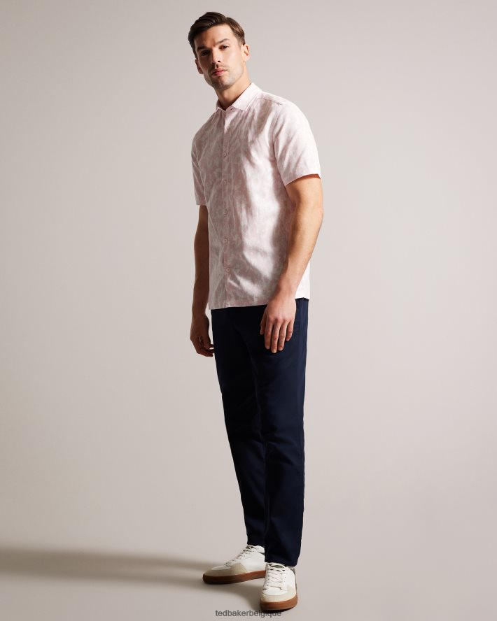 être Ted Baker Hommes chemise à imprimé floral en lin mélangé flaisby rose clair FR8J421462 vêtements