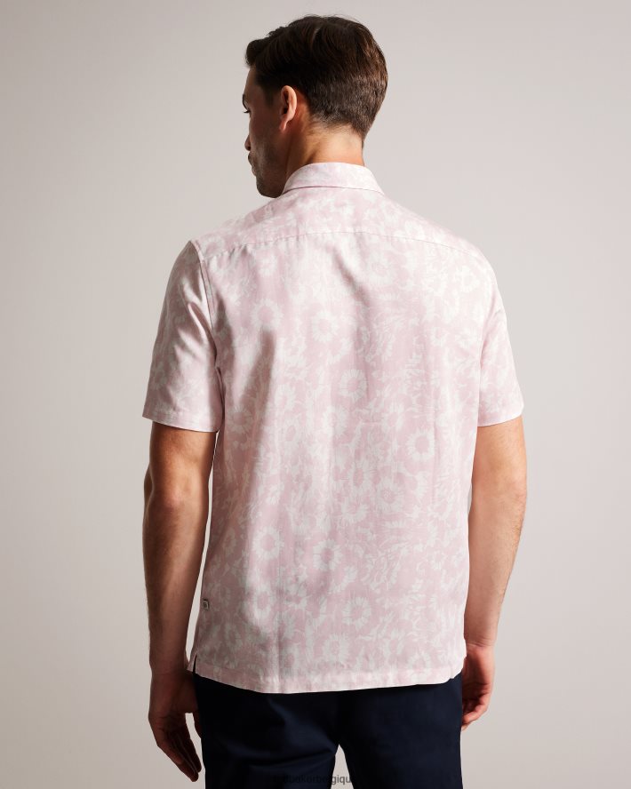 être Ted Baker Hommes chemise à imprimé floral en lin mélangé flaisby rose clair FR8J421462 vêtements