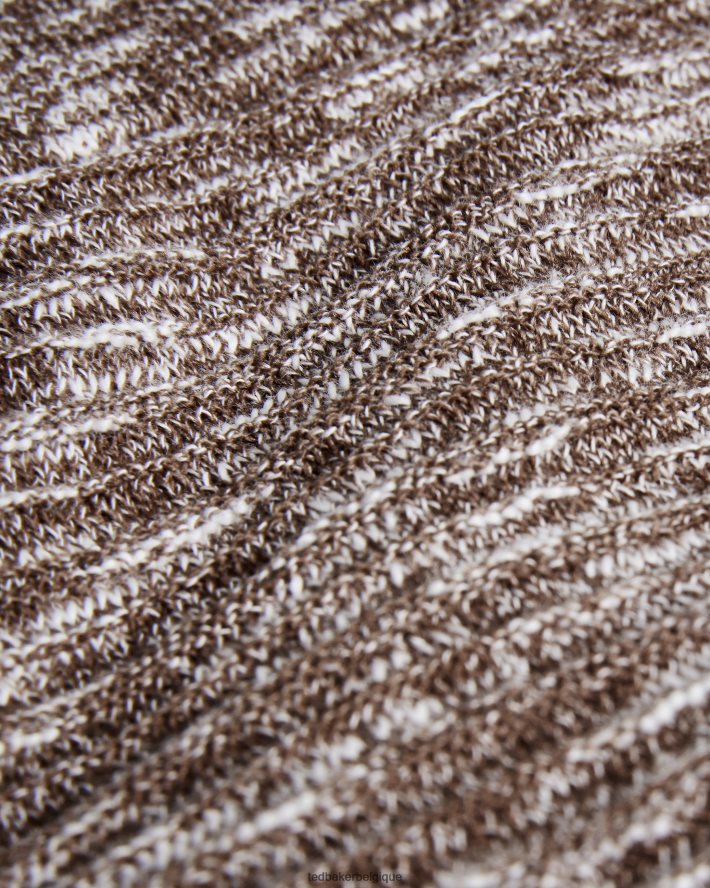 être Ted Baker Hommes polo chiné à col ouvert plantr marron foncé FR8J421602 vêtements