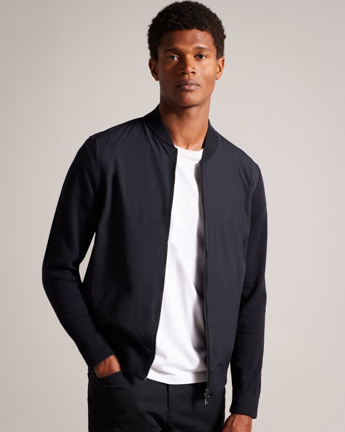 être Ted Baker Hommes Polnat - Veste de baseball à double fermeture éclair noir FR8J421625 vêtements