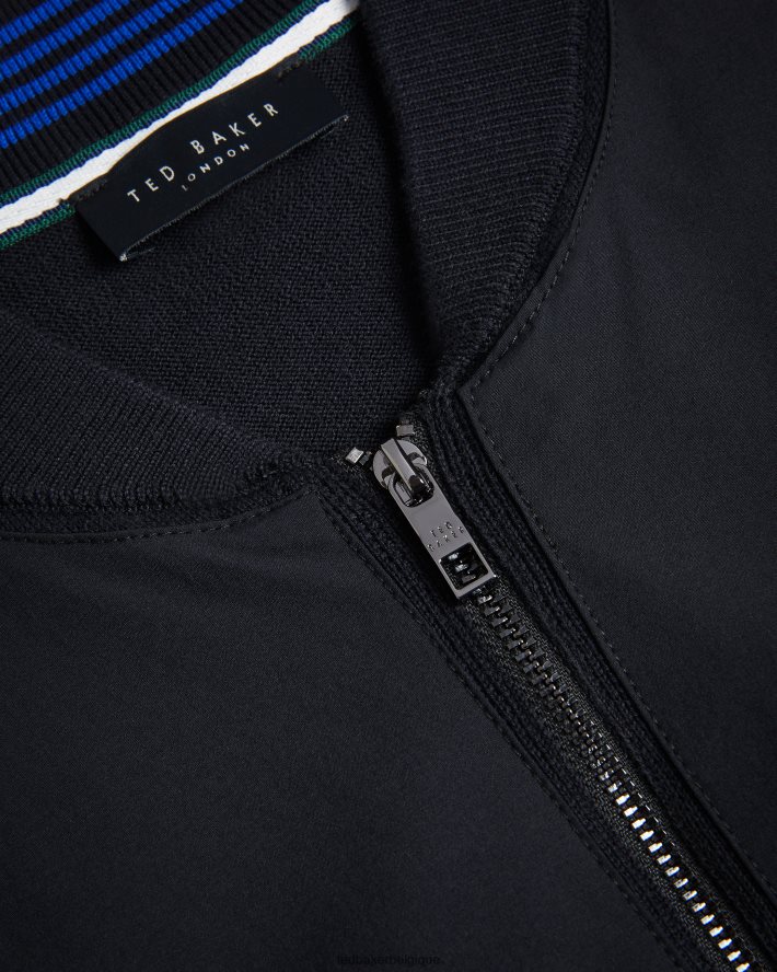 être Ted Baker Hommes Polnat - Veste de baseball à double fermeture éclair noir FR8J421625 vêtements