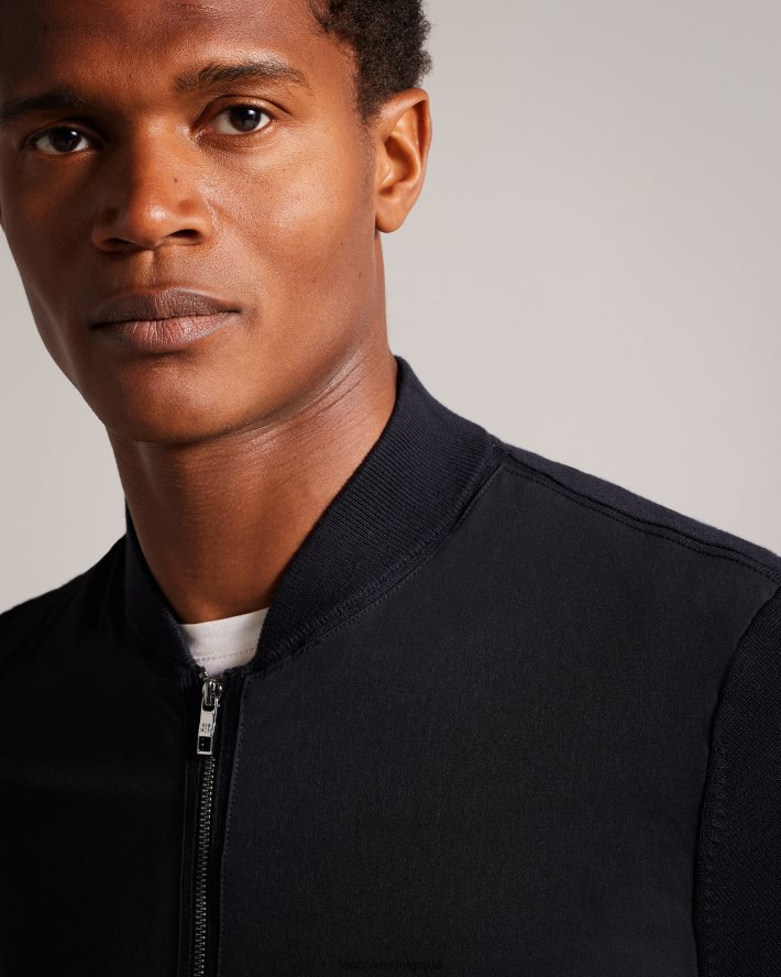 être Ted Baker Hommes Polnat - Veste de baseball à double fermeture éclair noir FR8J421625 vêtements