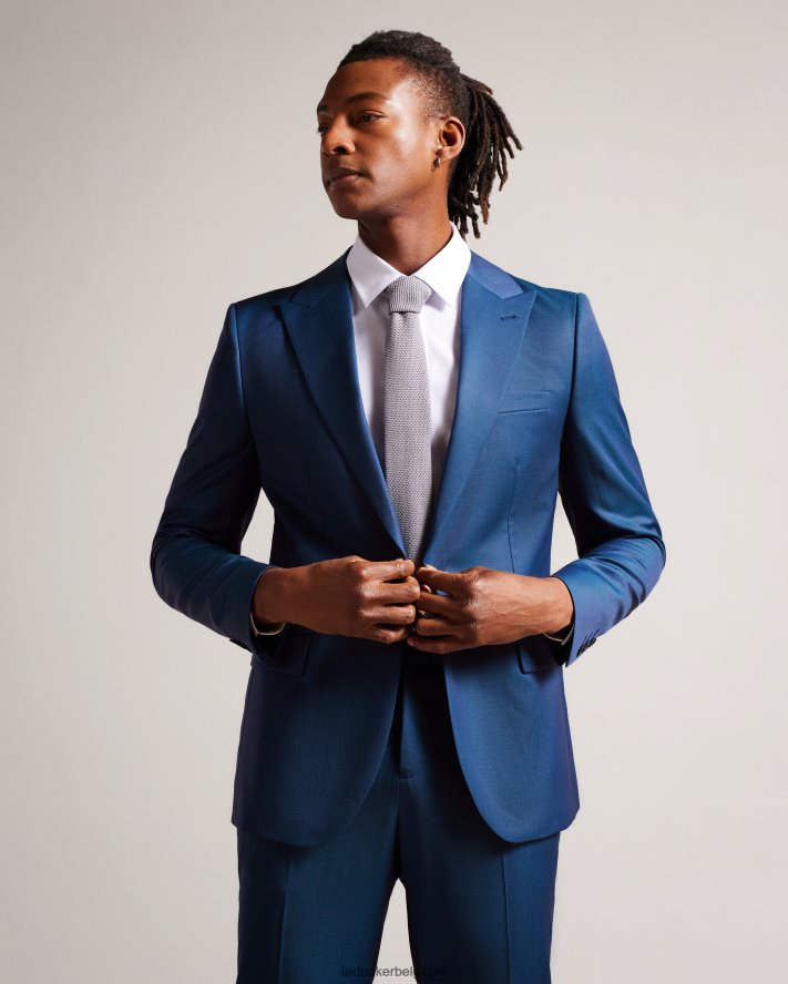 être Ted Baker Hommes atlowj veste simple boutonnage bleu brillant FR8J421214 vêtements