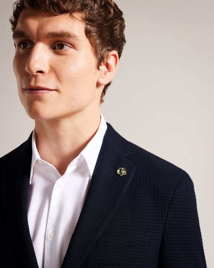 être Ted Baker Hommes jvtunj veste texturée non doublée marine FR8J421613 vêtements