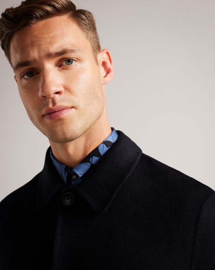 être Ted Baker Hommes veste à col en laine mélangée Sharpow marine FR8J421206 vêtements
