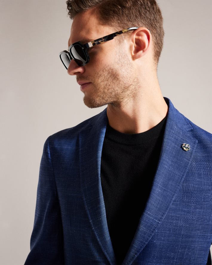 être Ted Baker Hommes veste de costume à carreaux en laine et lin audenj marine FR8J421359 vêtements
