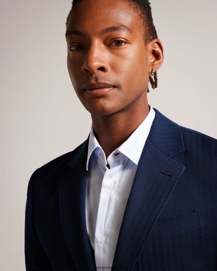 être Ted Baker Hommes veste de costume rayée en coton et lin shakerj marine FR8J421230 vêtements