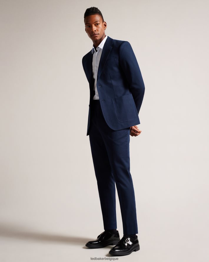 être Ted Baker Hommes veste de costume rayée en coton et lin shakerj marine FR8J421230 vêtements