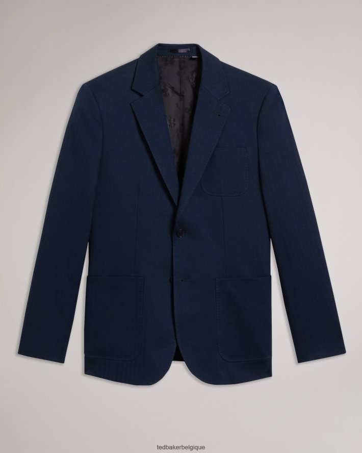 être Ted Baker Hommes veste de costume rayée en coton et lin shakerj marine FR8J421230 vêtements
