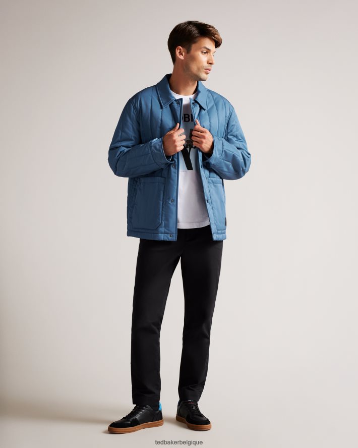 être Ted Baker Hommes veste de travail matelassée Skelton bleu moyen FR8J421290 vêtements