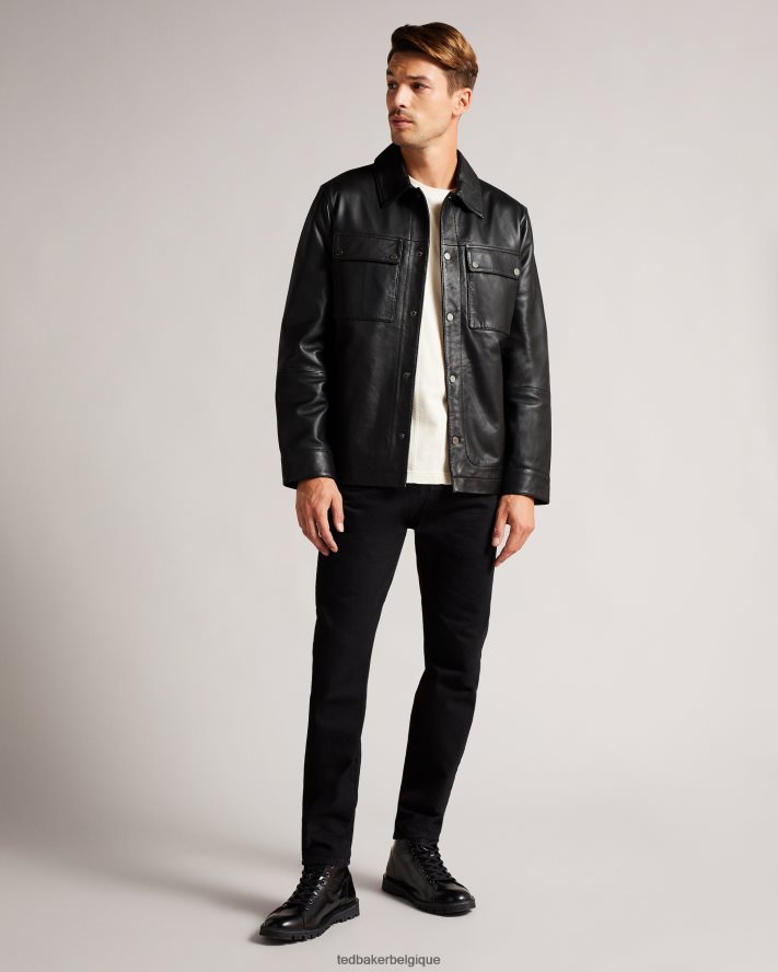 être Ted Baker Hommes veste en cuir garry noir FR8J421516 vêtements