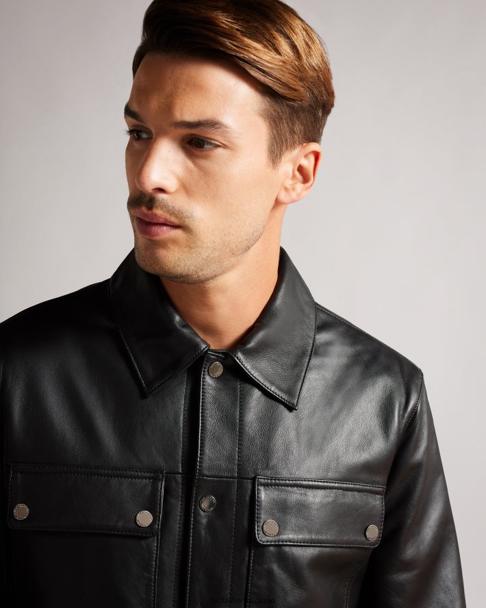 être Ted Baker Hommes veste en cuir garry noir FR8J421516 vêtements