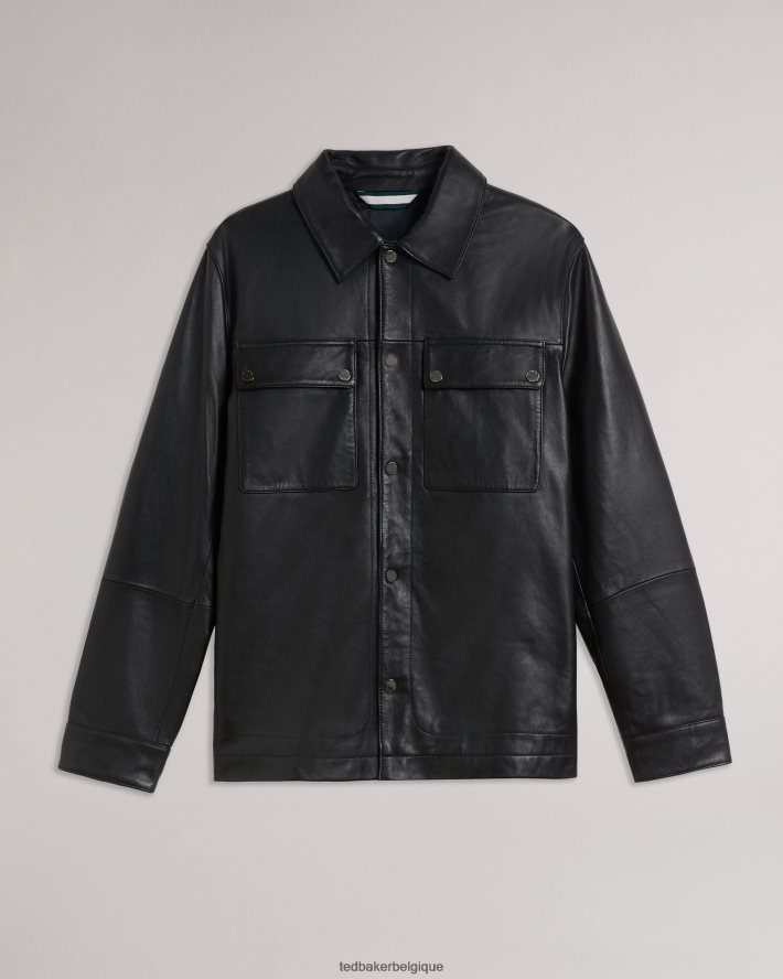 être Ted Baker Hommes veste en cuir garry noir FR8J421516 vêtements