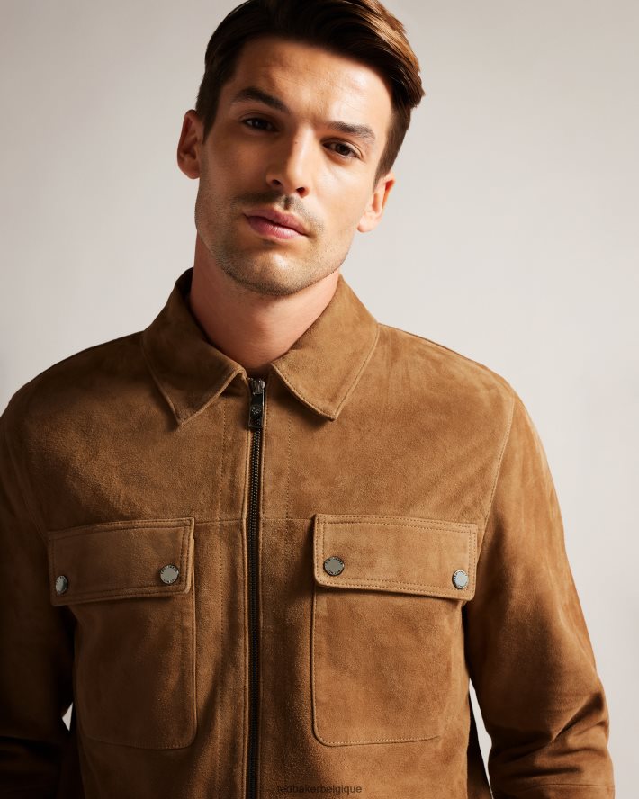 être Ted Baker Hommes veste zippée en daim thierry chameau FR8J421598 vêtements