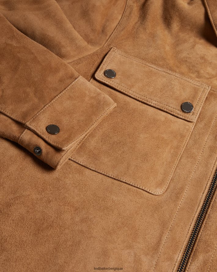 être Ted Baker Hommes veste zippée en daim thierry chameau FR8J421598 vêtements