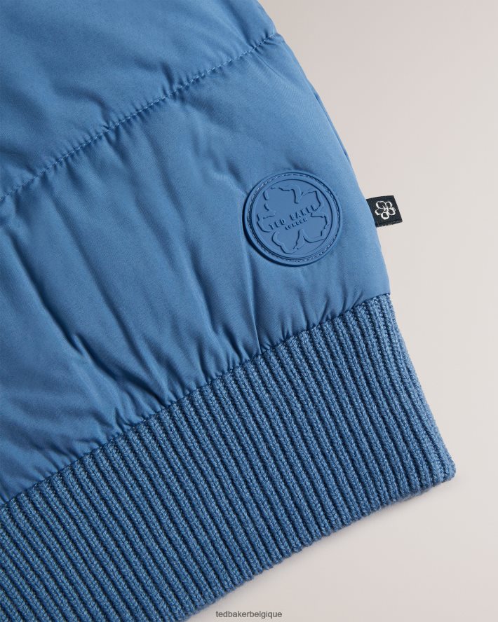 être Ted Baker Hommes veste zippée ouatée à manches longues spores bleu moyen FR8J421247 vêtements