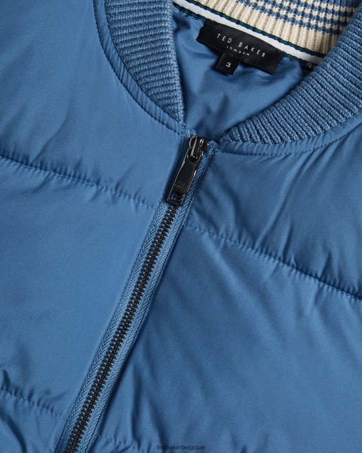 être Ted Baker Hommes veste zippée ouatée à manches longues spores bleu moyen FR8J421247 vêtements