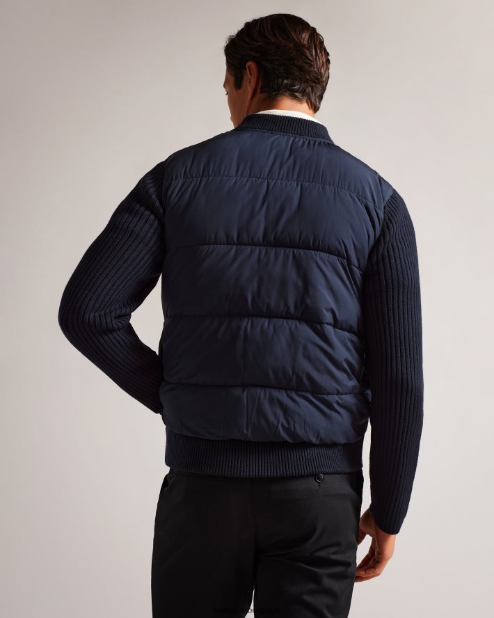 être Ted Baker Hommes veste zippée ouatée à manches longues spores marine FR8J421233 vêtements