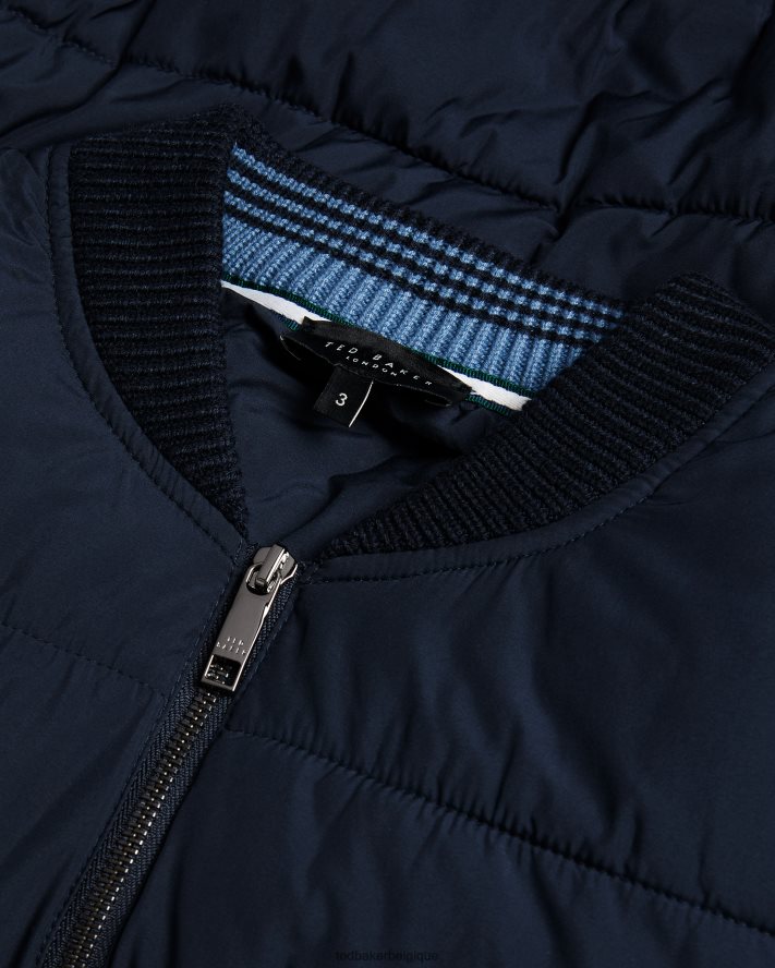 être Ted Baker Hommes veste zippée ouatée à manches longues spores marine FR8J421233 vêtements
