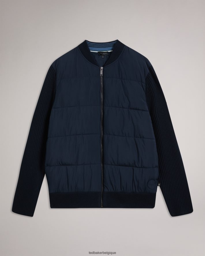 être Ted Baker Hommes veste zippée ouatée à manches longues spores marine FR8J421233 vêtements