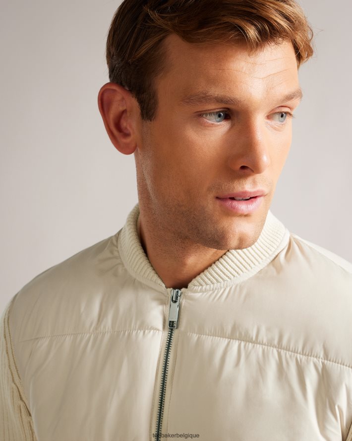 être Ted Baker Hommes veste zippée ouatée à manches longues spores naturel FR8J421282 vêtements